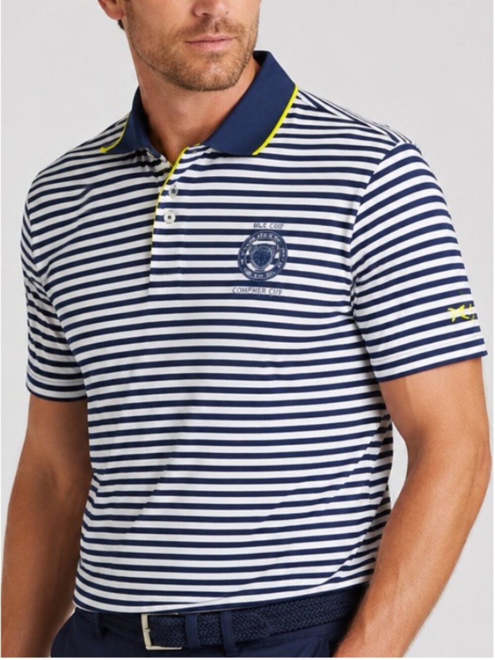 RLX Ralph Lauren Striped Golf Polo Blue Performance Shirt XL